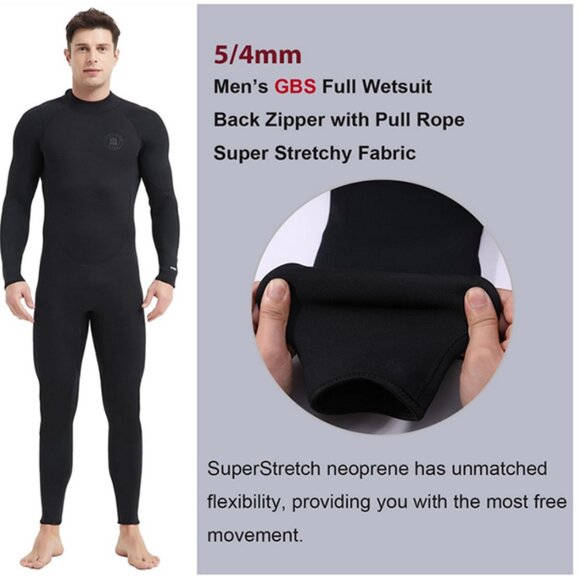 Lemorecn Men's Wetsuit 3/2mm and 5/4mm Wetsuits Black S